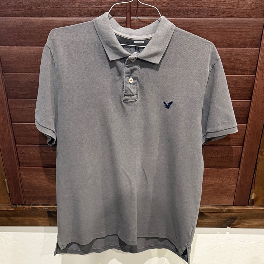 American Eagle Men's Gray Polo Shirt